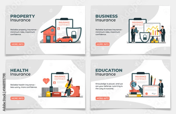 Obraz Collection of Insurance Services Web Landing Page.