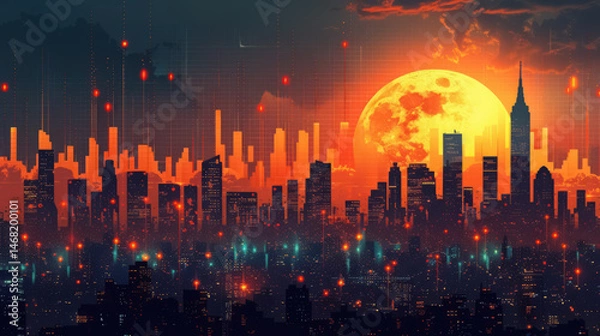 Fototapeta financial concept image showcasing GDP growth, inflation rates, unemployment figures, and stock market trends