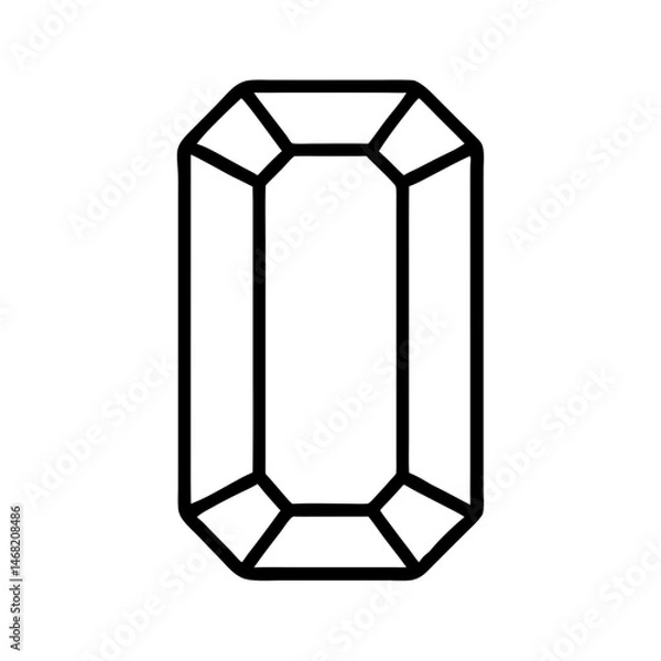 Fototapeta Emerald cut gemstone outline in minimalistic style, icon, vector  