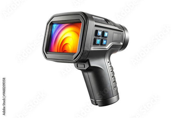 Fototapeta Futuristic Thermal Imaging Camera Displaying a Heat Signature on a White Background