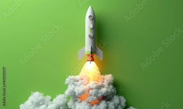 Fototapeta illustration wallpaper spaceship rocket flying and smoke outer space background concept Generate AI