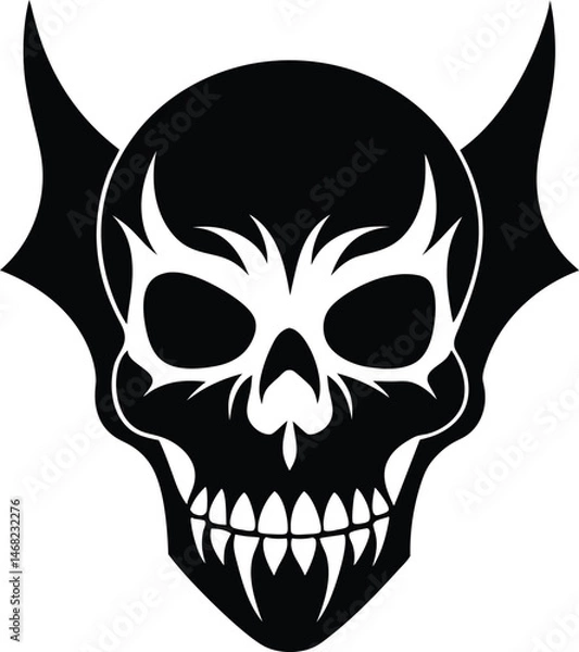 Fototapeta Intricate Skull Art: A striking monochrome illustration of a detailed skull design, featuring unique patterns and stylized elements, conveying a sense of mystery and edgy aesthetic.