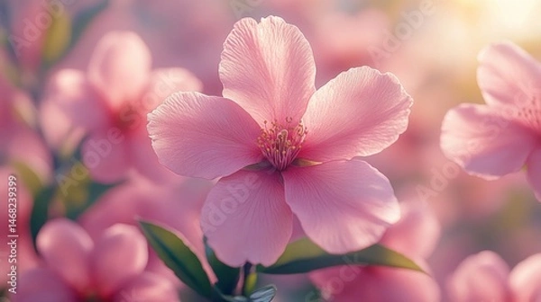 Fototapeta Delicate pink blossoms in soft sunlight (1)