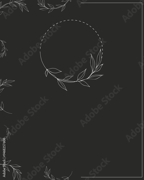 Fototapeta Funeral Empty card.  grey background. Frame of leaves. Church cross and photo frame. Until we meet again