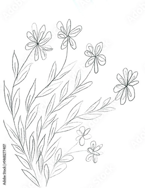 Fototapeta abstract floral background isolated on white background and copy space for text