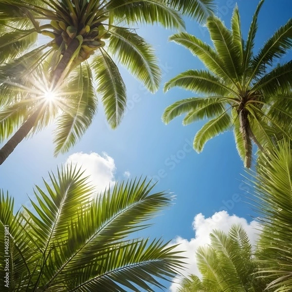 Obraz Tropical Paradise Palm Trees and Sunshine