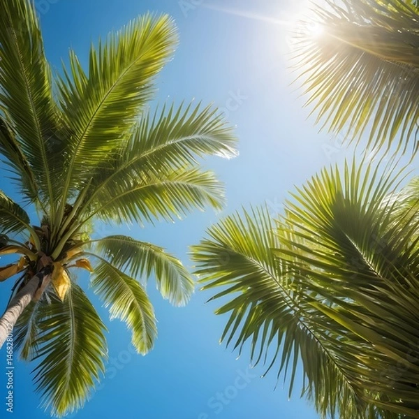 Obraz Tropical Palm Trees Under Sunny Sky