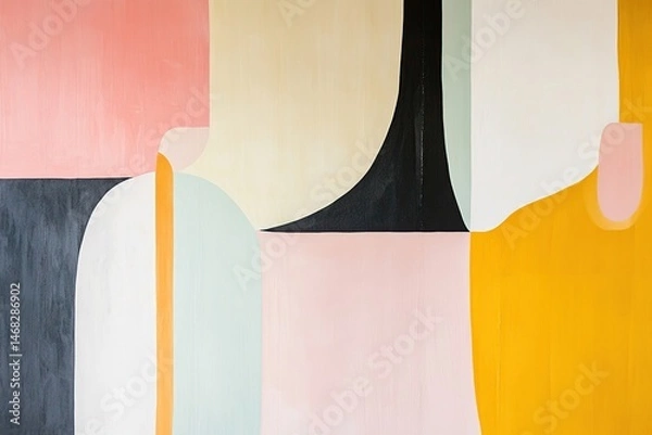 Fototapeta Abstract wall art, colorful geometric shapes