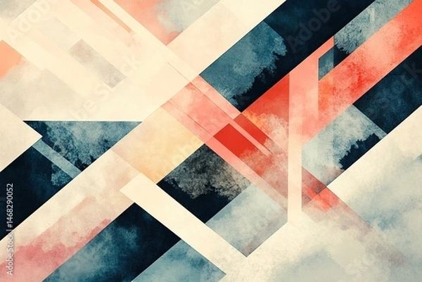 Fototapeta Abstract watercolor geometric design