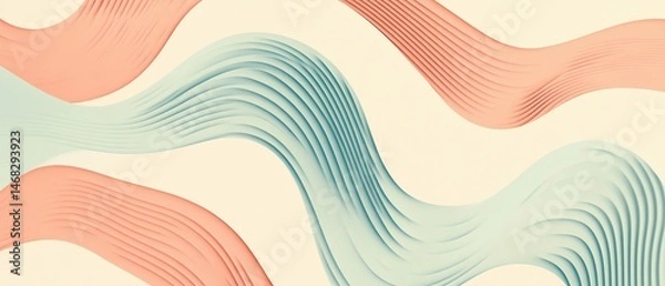 Fototapeta Abstract wavy lines in pastel colors