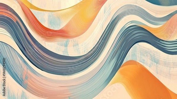 Fototapeta Abstract wavy lines in warm pastel colors