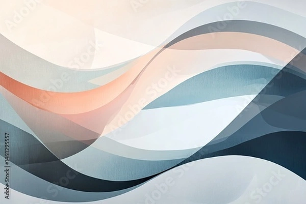 Fototapeta Abstract wavy shapes in soft pastel and cool tones