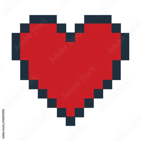 Fototapeta Pixel red heart icon. Vector