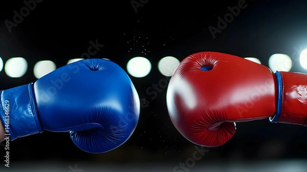 Fototapeta Close Up Of Two Boxing Gloves In Red And Blue Colors