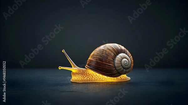 Fototapeta Glowing Snail On Dark Surface