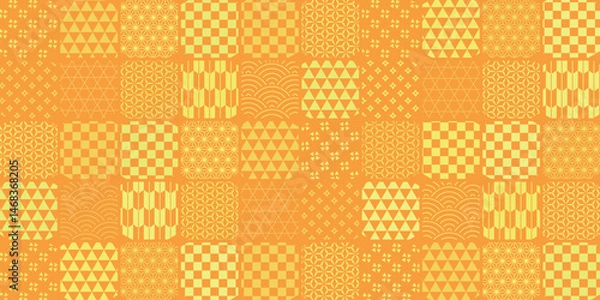 Fototapeta オレンジ　和柄　秋　背景	