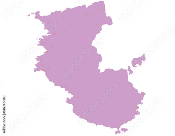 Fototapeta 和歌山県　地図　紫　斑点　イラスト
