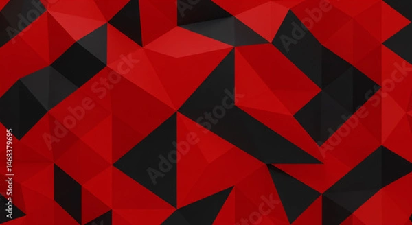 Fototapeta Dynamic Red Black Triangles Angled Flat Design High Resolution
