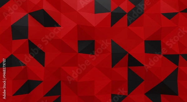 Fototapeta Dynamic Red Black Triangles Tessellation Flat Design High Resolution
