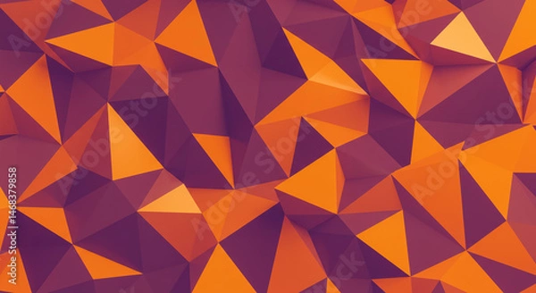 Fototapeta Dynamic Orange Purple Triangular Pattern Flat Design Seamless Glossy Finish