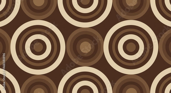 Fototapeta Symmetrical Beige Brown Concentric Circles Retro Vector Seamless Matte