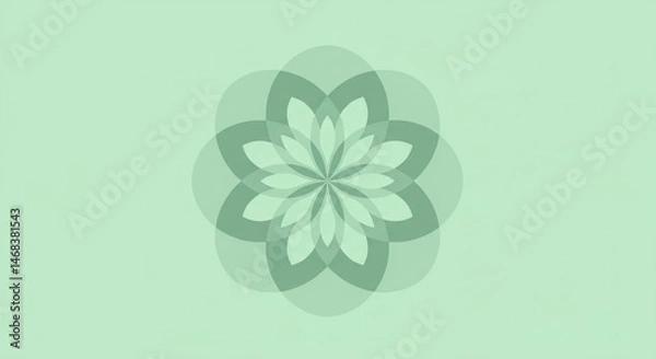 Fototapeta Symmetrical Pastel Green Overlapping Circles Vector Art Centered Matte