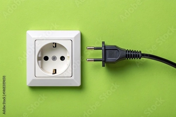 Obraz Electric socket with a plug. Connection and disconnection concept - generated by ai