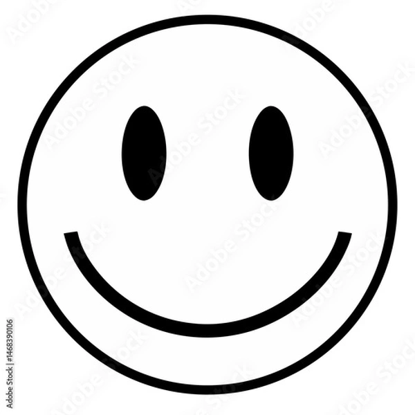 Fototapeta Cheerful white smiley face icon with transparent background for design
