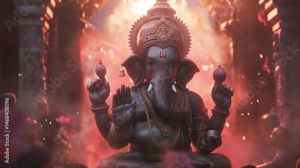 Obraz Lord Ganesha Statue in a Sacred Setting