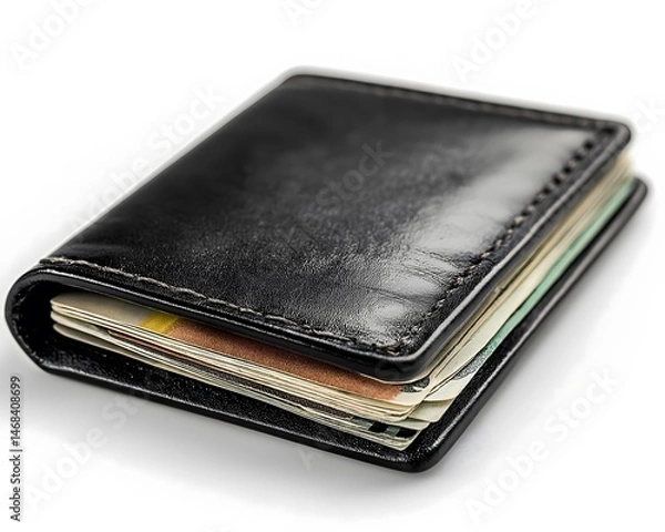 Obraz Black Leather Wallet with Cash