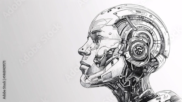 Obraz Cybernetic Head Profile