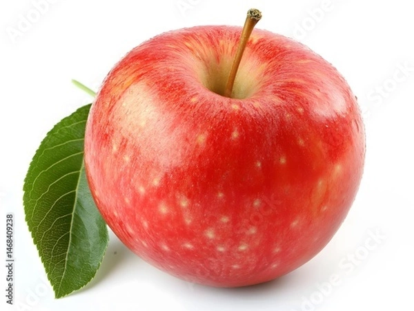 Obraz Fresh Red Apple with Leaf