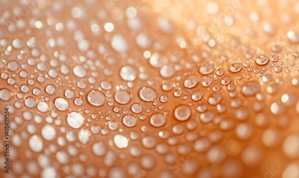 Obraz Water Droplets on Peach-Colored Surface