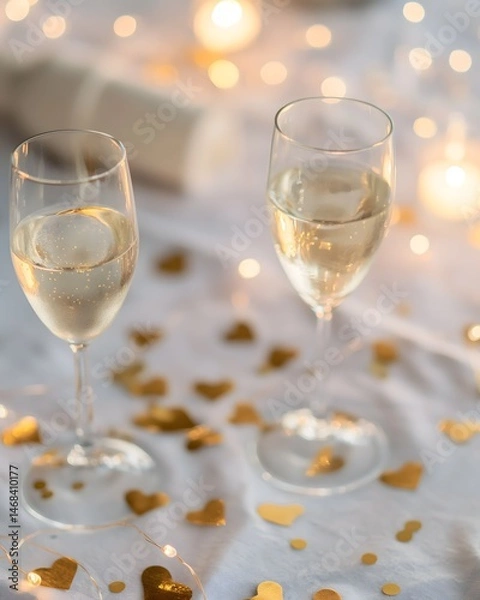 Obraz Sparkling Champagne Flutes on Festive Table
