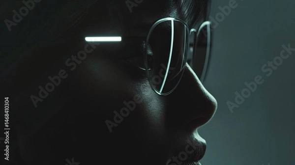 Obraz Close-up Profile of Woman with Futuristic Glasses