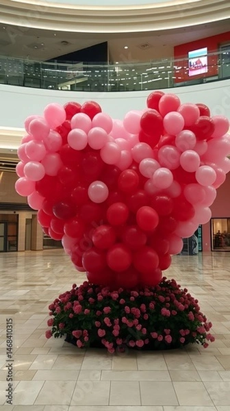 Obraz Heart-Shaped Balloon Display in Shopping Mall