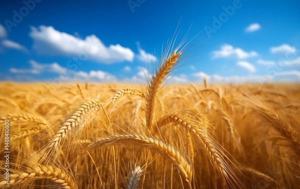 Obraz Golden Wheat Field Under a Blue Sky