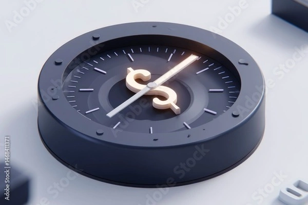 Fototapeta Time and Finance A Modern Clock with Dollar Symbol Highlighting Economic Concepts
