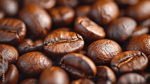 Obraz Roasted coffee beans background generative AI.