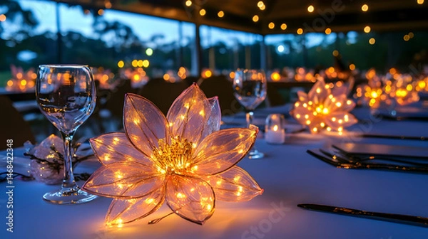 Fototapeta Christmas table set with handcrafted ornaments in bright yellow and pink neon. The simple close-up blends contemporary design with joyous holiday cheer to capture festive inventiveness.