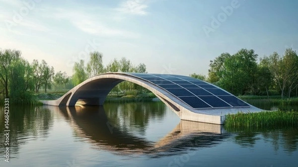 Obraz Solar Powered Bridge over Calm Lake