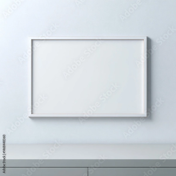 Fototapeta A clean white frame against a subtle textured wall, perfect for your art or designs.