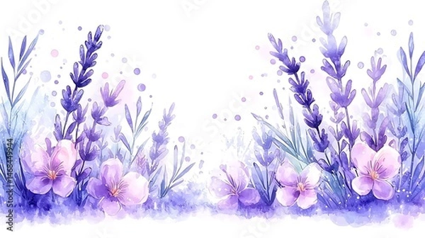Fototapeta Botanical art in watercolor aesthetic floral arrangement in a vibrant nature scene