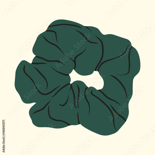 Fototapeta Vector illustration with a fabric-covered elastic hair tie, scrunchy. Ideal for blog posts, promotional material, social media content, and advertising campaigns focused on accessories and hairstyles