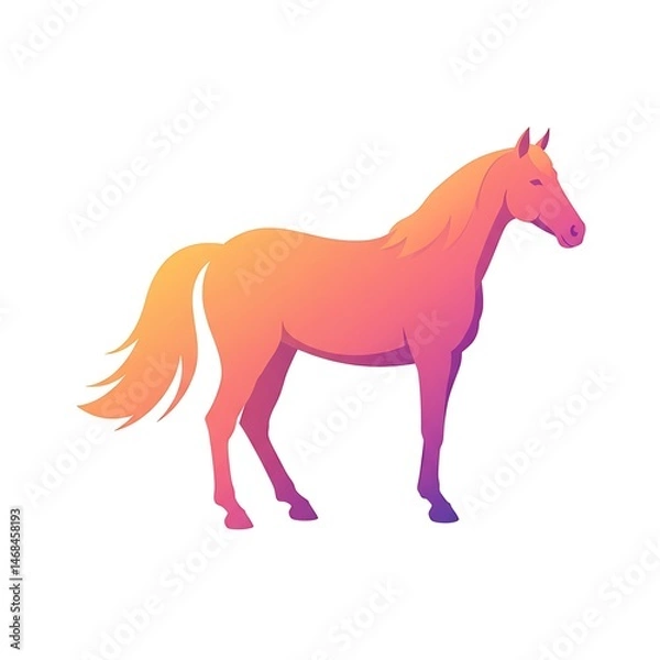Fototapeta Elegant horse silhouette with vibrant color gradient on white background, modern design