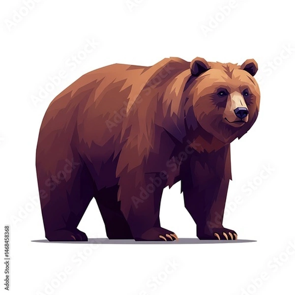 Fototapeta Low polygon brown bear animal design isolated on white background wildlife