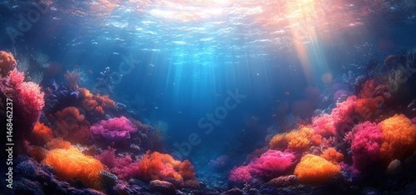 Fototapeta Vibrant Underwater Coral Reef Paradise: A Stunning Ocean Scene