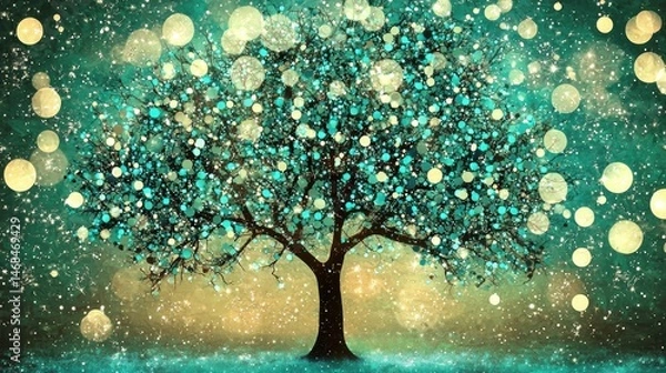 Fototapeta Enchanting tree in a magical winter wonderland nature scene abstract aesthetic calm and dreamy environment