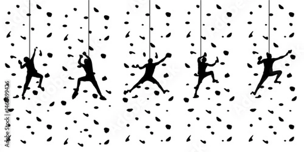 Fototapeta Silhouette of a Climber on a Rock Climbing Wall
