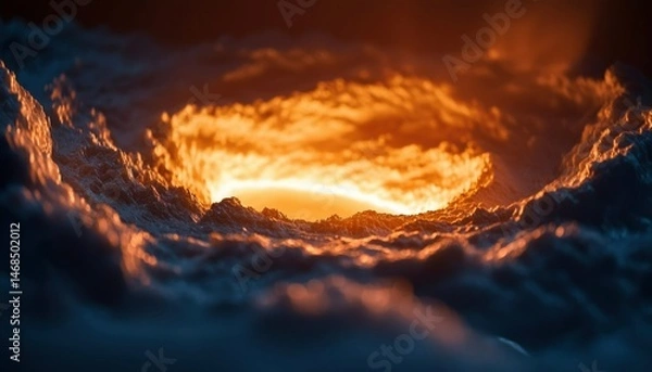Fototapeta Fiery hole in clouds
